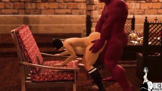 Curvy Beautiful Heroine Dominated and Fuck inside Monsters Lair