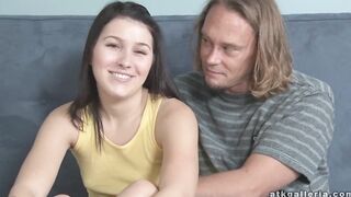 Adorable and goddess Haylee Heart blows cock then gets boned to a beauty cum shot