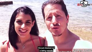 German couple 3-way pick up into holiday for bi beach
