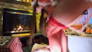 Longpussy, Small Hanging Jugs and Big Hanging Twat Fireside. Merry Christmas!