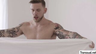 Horny dude analed TS babysitter in laundry