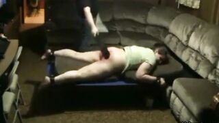 a hard strapping of Nina's chubby ass