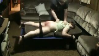 a hard strapping of Nina's chubby ass