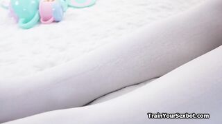 Female bot tag teamed by curious couple