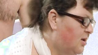 Big Titted bushy grandma gets her fat booty fuck for the first time