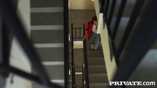 Cutie redheads debut into anal 3some