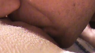 Licking and sucking off long clitoris while jerking my long penis off!