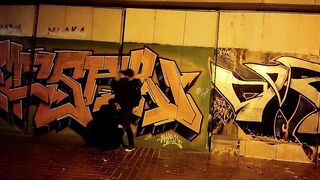 The obedient hoe wifey blows penis inside the underpass
