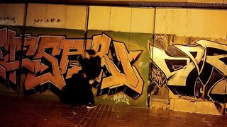 The obedient hoe wifey blows penis inside the underpass