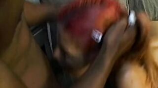 Penetrated into the holes by a ebony dick that jizzes white sc