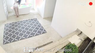 SPYFAM Step Guy Creeps On Tanning Step Sister