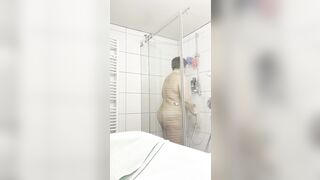 German BBW taking a shower and showing full body and face
