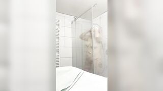 German BBW taking a shower and showing full body and face