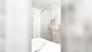 German BBW taking a shower and showing full body and face