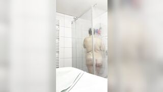 German BBW taking a shower and showing full body and face
