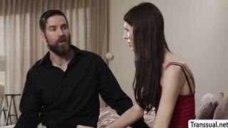 Thin Tgirl butt fucked by her stepdaddy