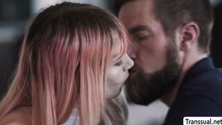 Busty Trans Woman butt fucked by her beareded stepdad