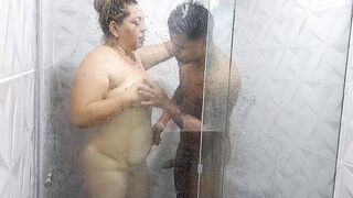 I like to shower with my stepmother, she pampers my dick the way I like it