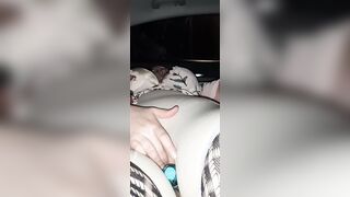 Squirting Thick cougar Backseat of Vehicle with Legs Stretched Wide inside Fishnets