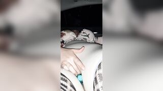 Squirting Thick cougar Backseat of Vehicle with Legs Stretched Wide inside Fishnets