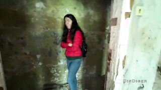 Rough boned lover inside a scary abandoned house