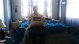 Nut on older bitch boobs