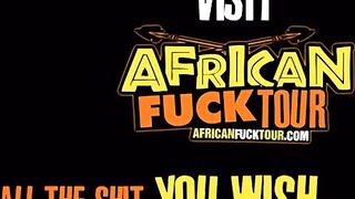 African Gf On Her Knees for a Huge White Load