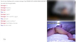 Shy dude watching long butt on live webcam
