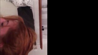 red haired gets doggy and facial