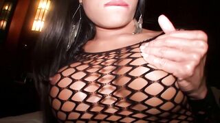 Curvy ladyboy slut riding big hard cock