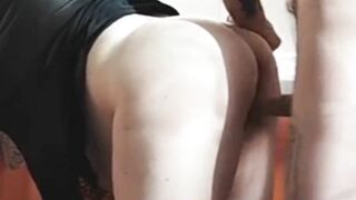 screwed a fat woman into the kitchen doggy style and cum into her mouth, she ate the sperm