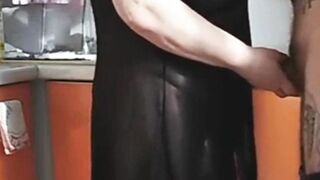 screwed a fat woman into the kitchen doggy style and cum into her mouth, she ate the sperm