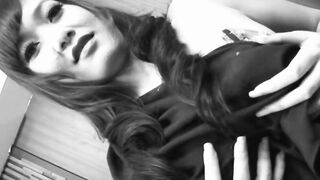 Amazing Thai dark haired Pim rolls the couch fucking with a bro