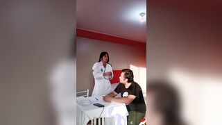 The doctor blows my penis and I end up fucking her