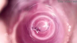 Camera deep in Mia's creamy vagina