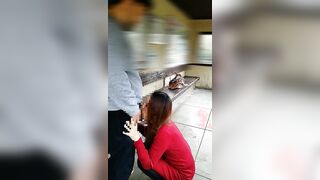 Station porn video – Into the waiting room of the station, I blew a