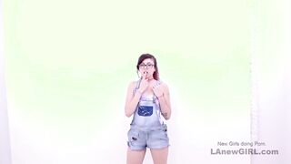 Cute teen with glasses cums so damn hard on big cock