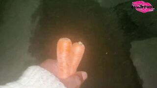 He get me to stick carrots up my CUNT and BOOTY!