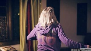 Blonde hitchhiker DPed by two strangers