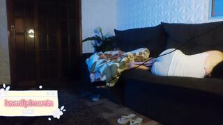 erotic crown shares the sofa with a relative! relative came