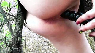 Inside the park I banged! my tight twat with ebony vibrator