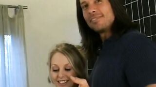 Obscene sex for a bimbo eager for penis and sperm