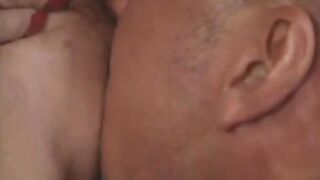 beauty cunt with mouth with giant titted is sucking off dick on her knees