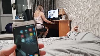 Stepmom came in my room, I'm jerking off a cock, she looks and want suck my dick