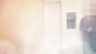 Fiance comes out of the WC with her mouth all filthy with sperm.