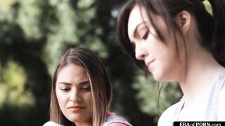 Nerd girl gives oral sex to popular babe