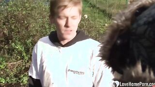 Red Bj gets banged by a pile of hay