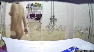 small breasted asian stepmom spied in shower