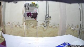 small breasted asian stepmom spied in shower