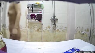 small breasted asian stepmom spied in shower